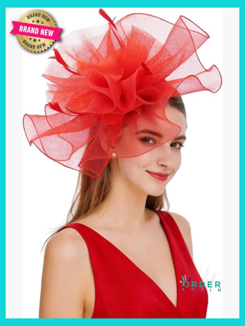 Sinamay Fascinator Hat Floral Feather Pillbox Derby with Hair Clip